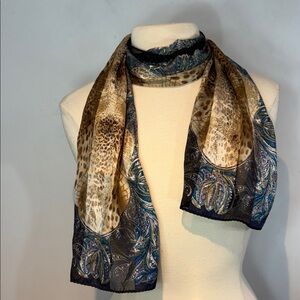 Vintage Adrienne Landau Studio 100% Silk Scarf | Paisley Animal Print